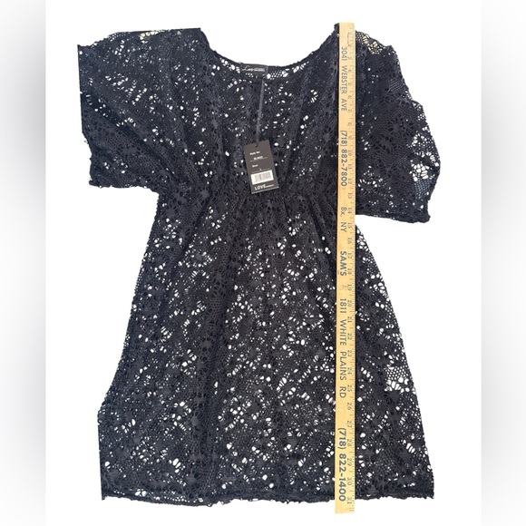 NWT Love University Semi-Sheer Black Lace Swimsuit Coverup Dress Size‎ Large - Picture 4 of 7